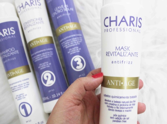 Resenha Charis Anti Age Shampoo Condicionador Máscara de Hidratação Leave In - cuidados com os cabelos