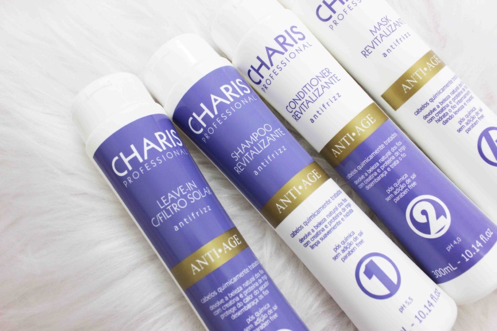 Resenha Charis Anti Age Shampoo Condicionador Máscara de Hidratação Leave In - cuidados com os cabelos