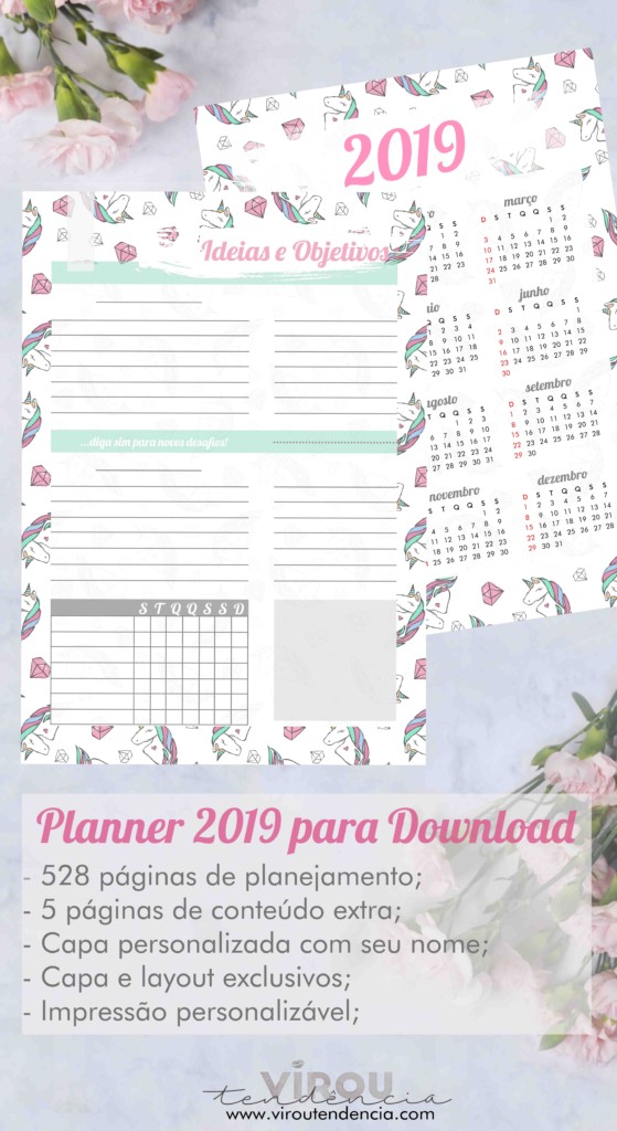 Planner 2019 para Imprimir - Planeje seu ano e organize seu dia a dia com nossos printables de planner 2019 para download.