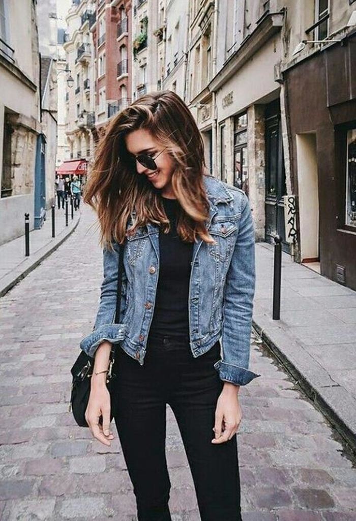jaqueta jeans com camisa social feminina