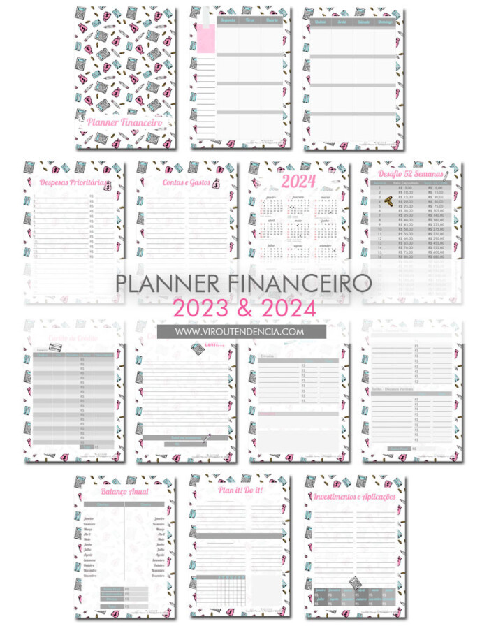 Planner 2024 COMPLETO com agenda 7 versões prontas para impressão