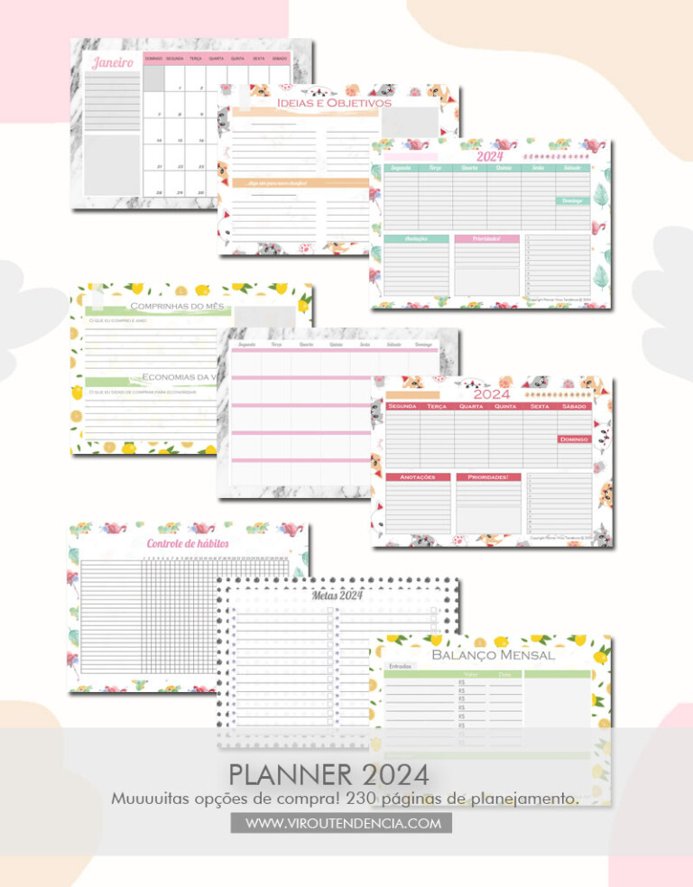 Planner 2024 para imprimir - Planner 2024 para Download - Planner 2024 para Imprimir PDF - Planner 2024 para Imprimir em PDF - Planner 2024 Digital - Planner 2024 PDF