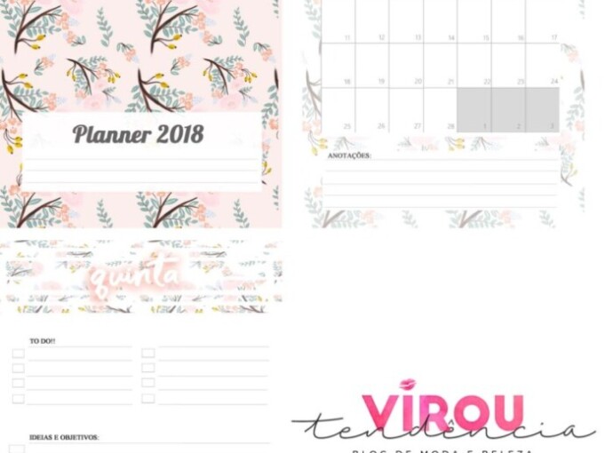 Planner 2018 para Download Gratuito - Planner 2018 para Imprimir