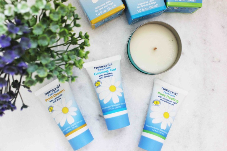 Herbacin Foot Care Creme para os Pés, Peeling para os Pés e Gel Refrescante para as Pernas