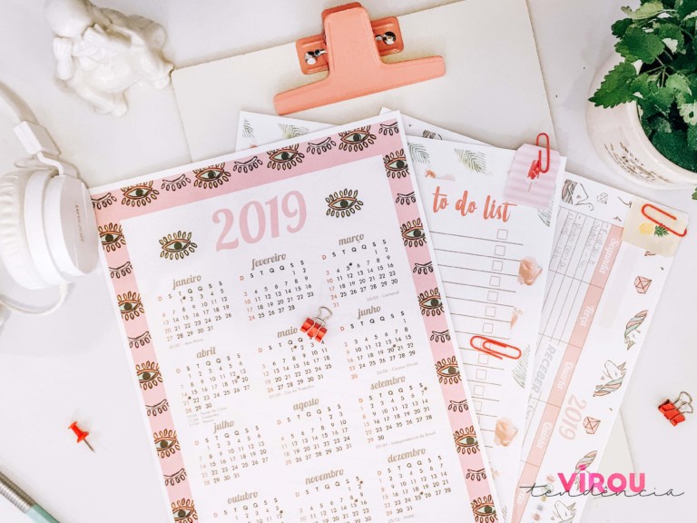 Printables para Download - tags, adesivos, planner de mesa, calendário e to do list para imprimir.