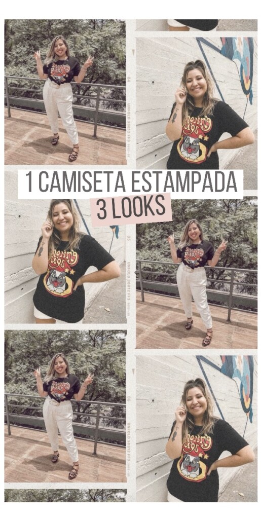 looks com camiseta preta estampada